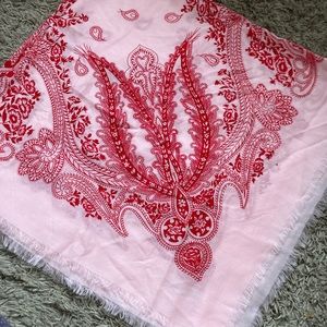 Pink Paisley Vintage Large Square shawl w/ light fringe by Specialty Fashion